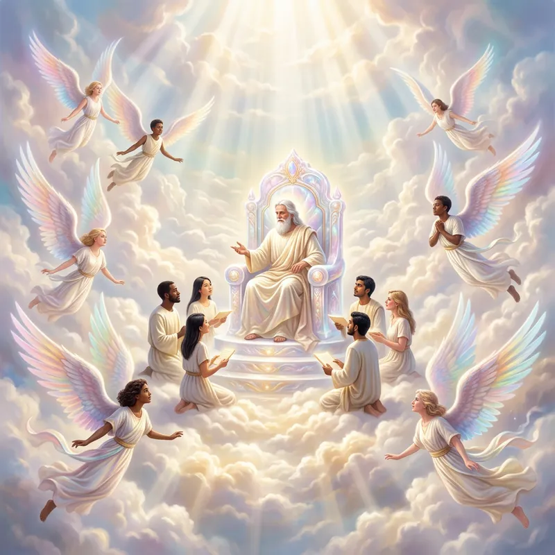 Celestial Scene of Ethereal Beings and Divine Light Celestial Scene of Ethereal Beings and Divine Light