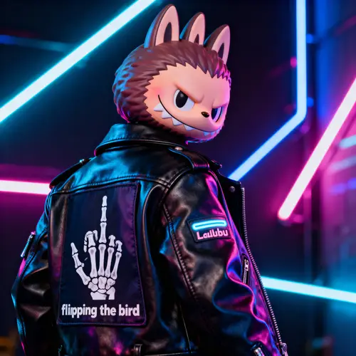 Labubu in Leather Jacket with Cyberpunk Style