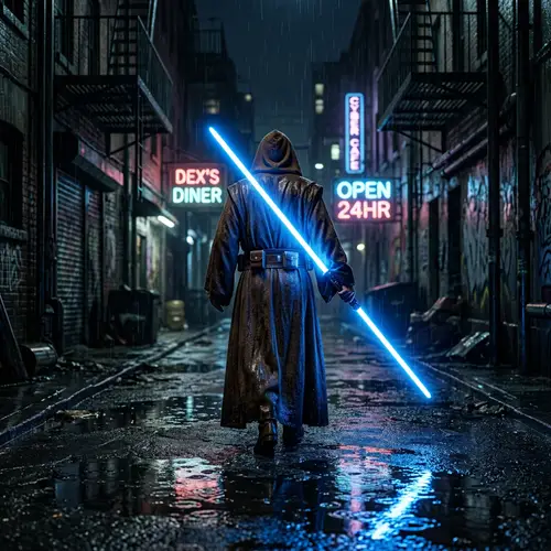 Jedi Knight in Dark Alley: Lightsaber Ignition