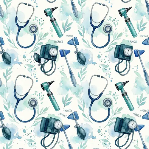 Watercolor Medical Tools Pattern Background