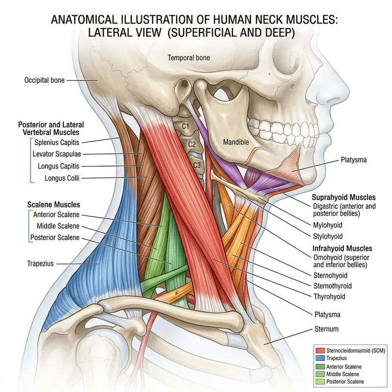 Detailed Illustration of Neck Muscles - Anatomy Guide Detailed Illustration of Neck Muscles - Anatomy Guide