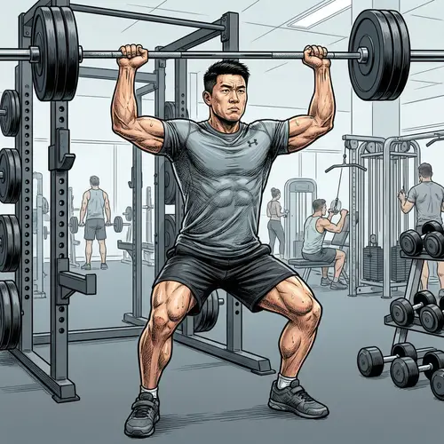Shoulder Press Exercise - Fitness Center Illustration