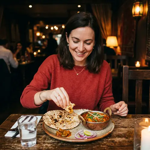 Enjoying Indian Roti: Traditional Flatbread Meal