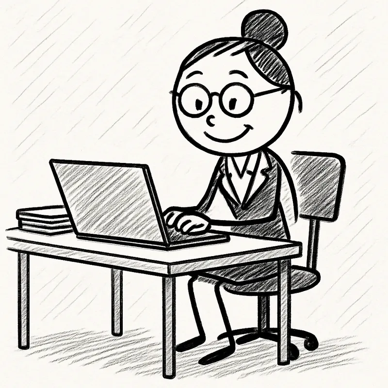 Corporate Female Employee: Cartoon Stick Man