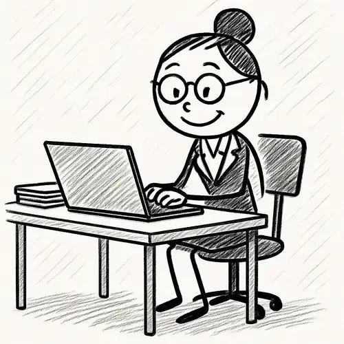 Corporate Female Employee: Cartoon Stick Man