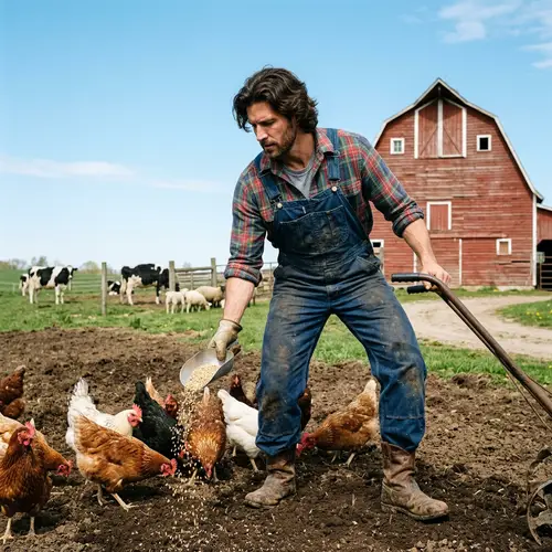 Actor Lookalike on Farm: Tending to Livestock & Soil