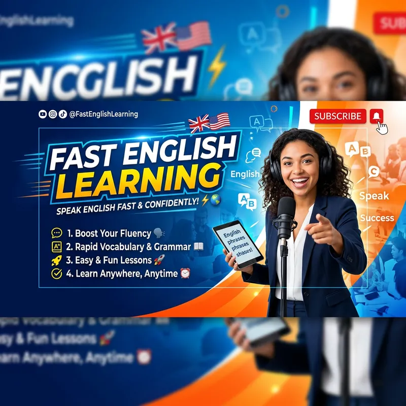 Fast English Learning Channel | YouTube Banner Design