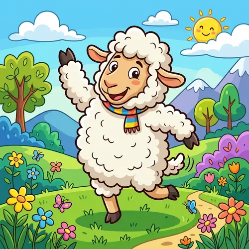 Playful Cartoon Sheep Sprite for Game