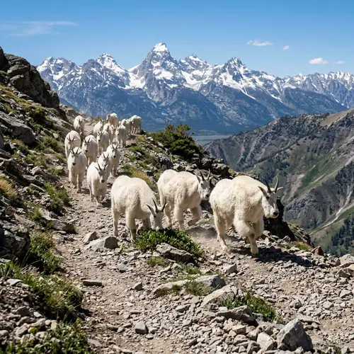 Mountain Goats Galloping Through Majestic Mountains