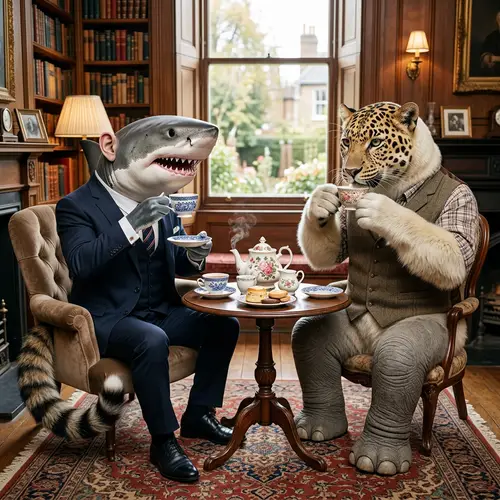 Whimsical Tea Party: Shark & Polar Bear Characters