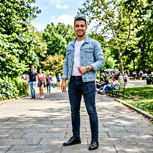 Casual Middle-Eastern Man in Denim Jacket and Jeans