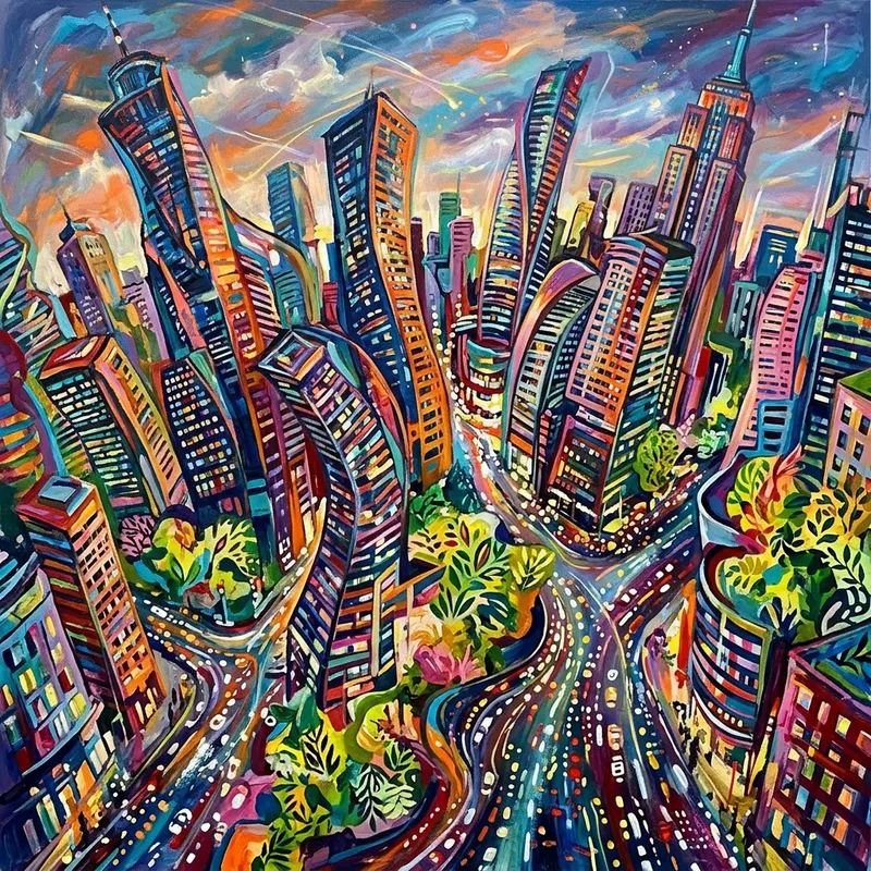 Abstract Cityscape: Urban Jungle Abstraction