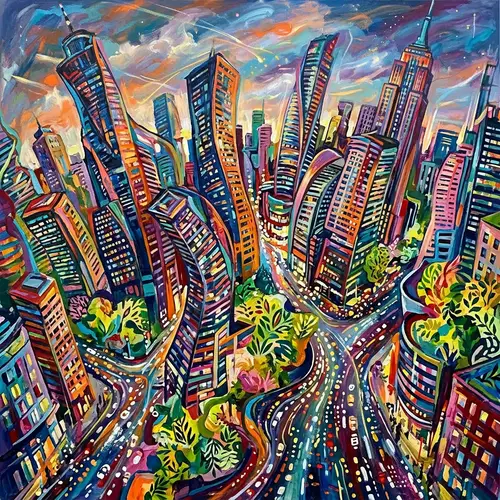 Abstract Cityscape: Energy, Confusion & Harmony Amid Chaos