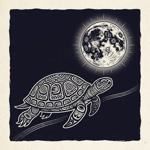 Indigenous Turtle and Moon Art: Peaceful Spiritual Design