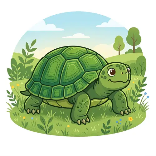 Native Turtle Clipart in Vibrant Green | Serene Nature Scene