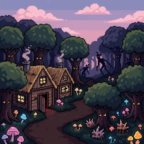 Enchanted Forest: Creepy Yet Cozy Pixel Art