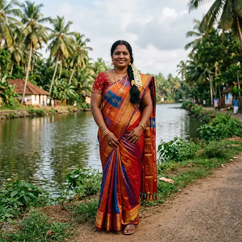 Traditional South Indian Woman in Colorful Saree