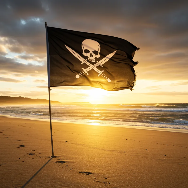 Epic Black Knives Flag Waving on the Beach Epic Black Knives Flag Waving on the Beach