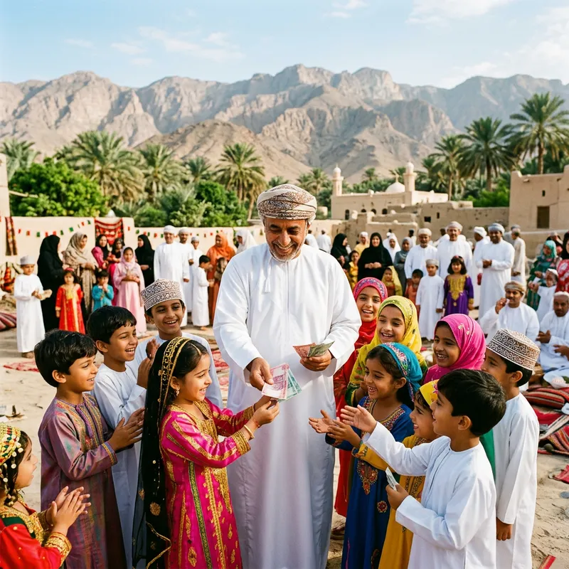 Heartwarming Scene in Oman: Joyful Moment of Giving