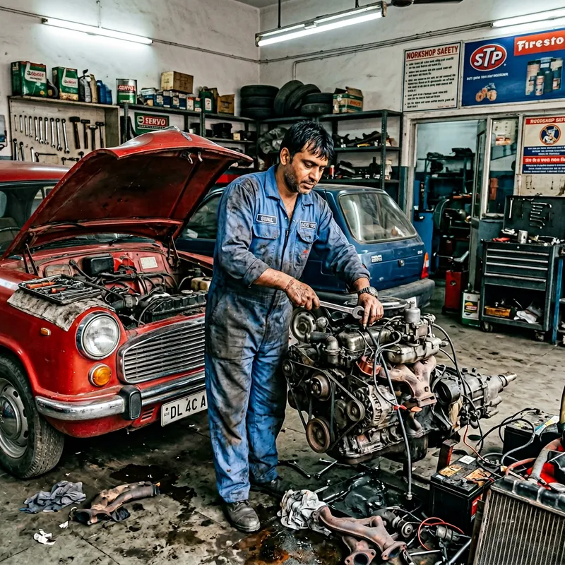 Professional Car Mechanic at Work