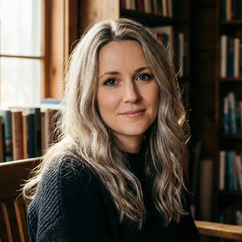 Captivating Beauty: Serene Woman with Ash-Coloured Hair & Blue Eyes