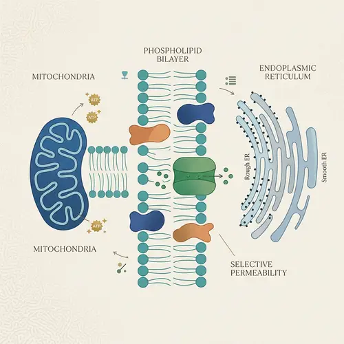 Minimalist Abstract View of Cellular Membranes and Organelles