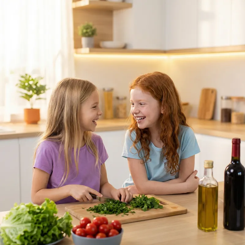 Joyful Cooking Moments with Kids in a Modern Kitchen