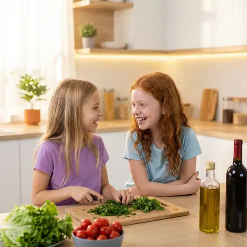 Joyful Cooking Moments with Kids in a Modern Kitchen