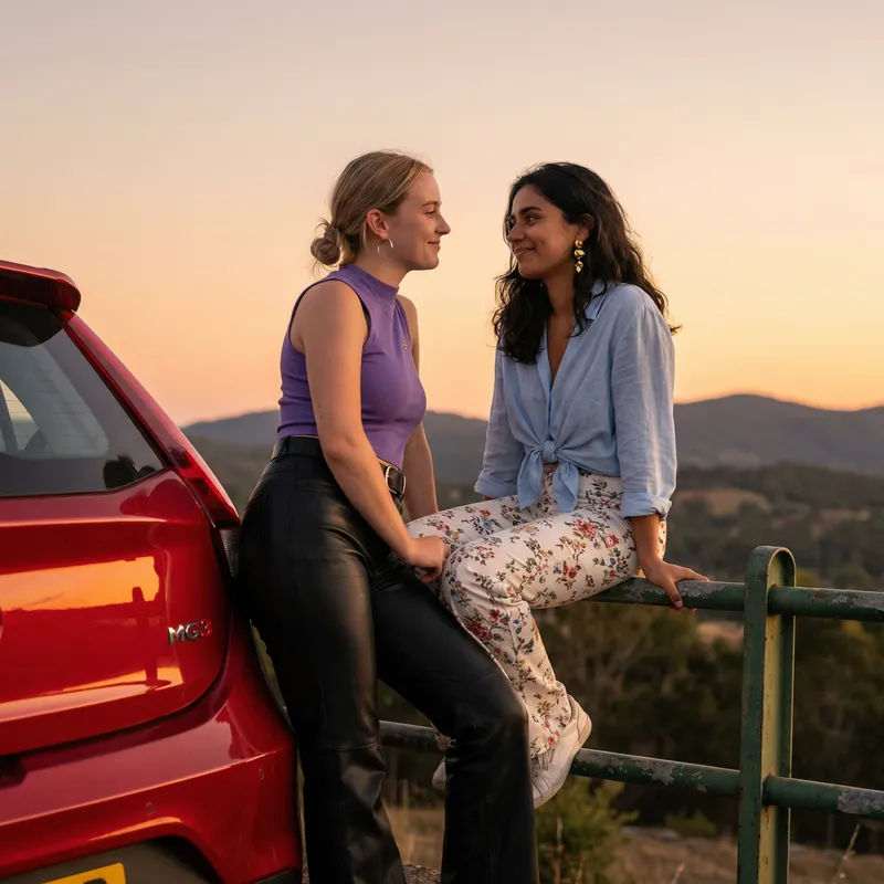 Sunset Love: A Captivating Moment Between Friends