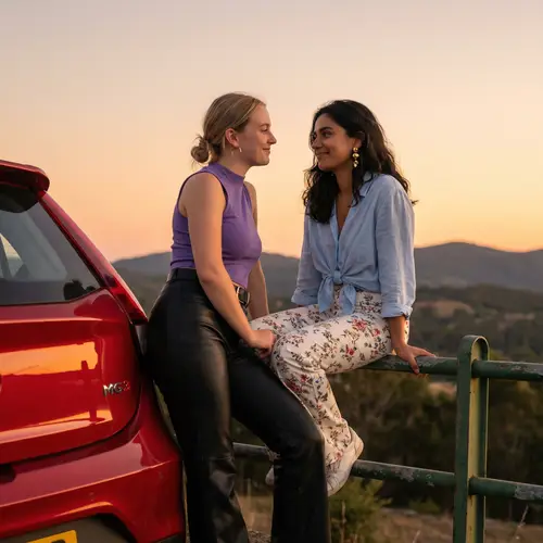 Sunset Love: A Captivating Moment Between Friends