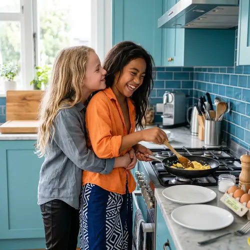 Cooking Together: A Joyful Moment for Young Friends