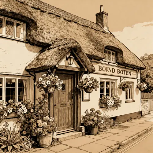 Traditional British Country Pub Art in Sepia
