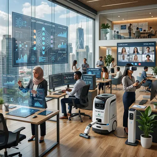 AI in Business: Innovative Scene with Diverse Professionals