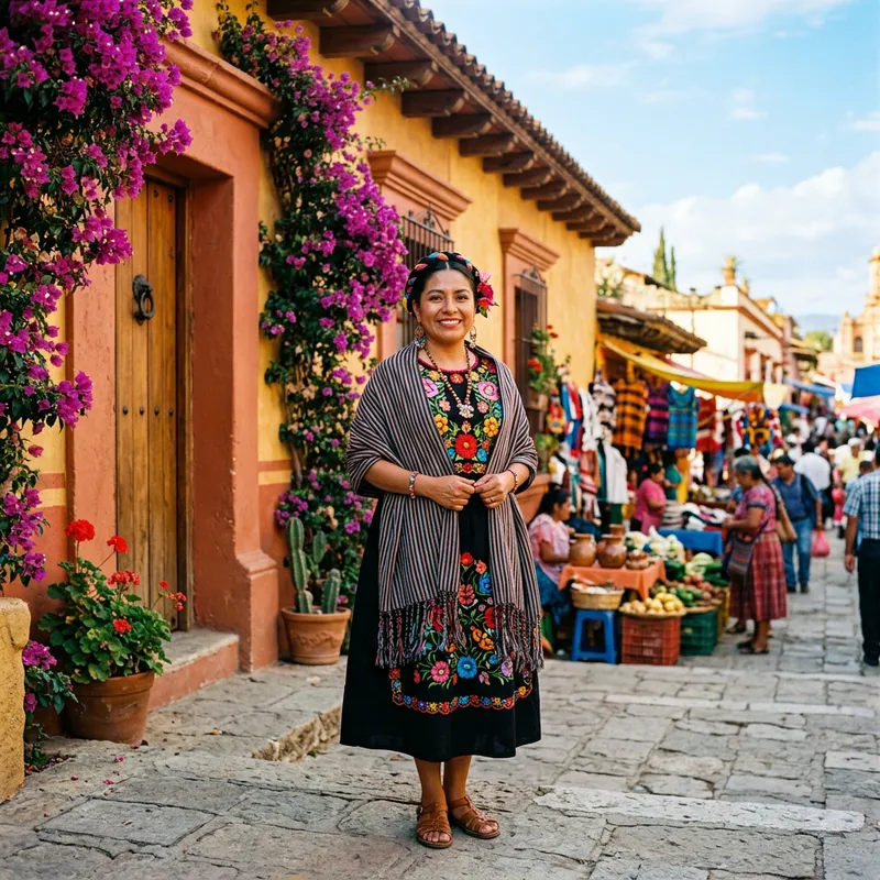 Resilient 37-Year-Old Mexican Woman in Traditional Attire