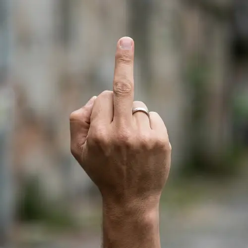 Defiant Human Hand Gesture Image
