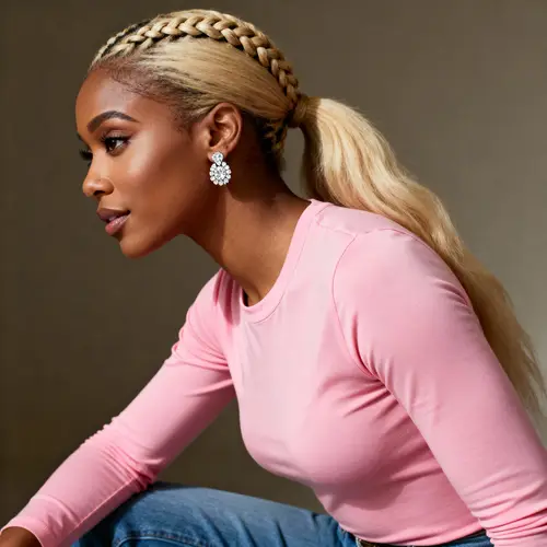 Chic Style: African American Woman in Pink & Blue Jeans