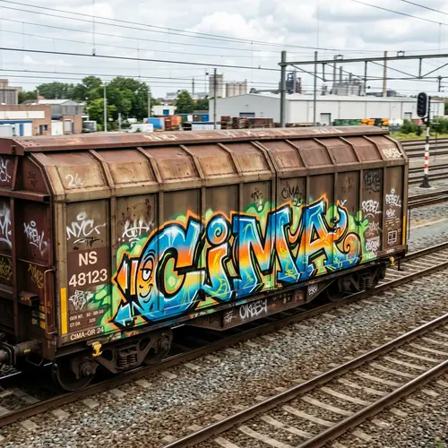 Stylish Graffiti on a Train: Cima Artwork