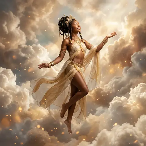 Celestial Black Woman: Divine Presence in Ethereal Heaven