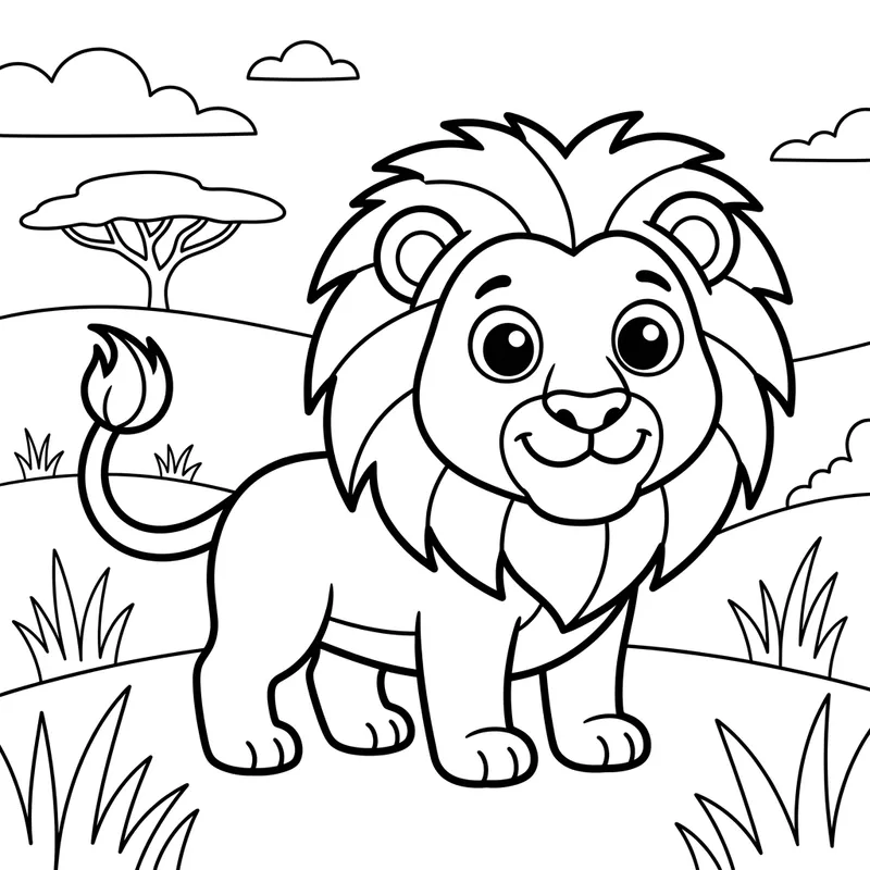 Cute Cartoon Lion for Kids Coloring | 3-4 Years