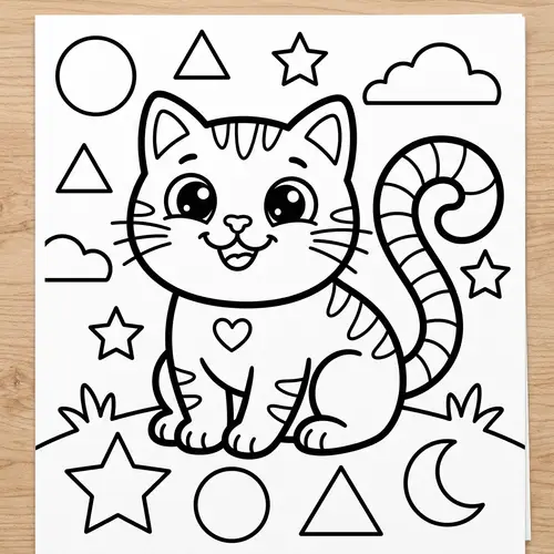 Cute Cartoonic Cat Coloring for Kids 3-4 | Fun & Easy