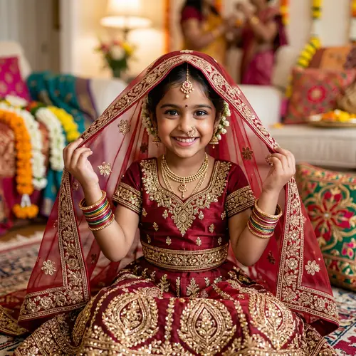 South Asian Girl in Traditional Bridal Outfit | Vibrant Colors & Intricate Details