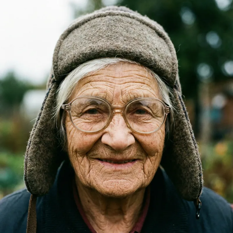 Old Woman with Glasses and White Hair