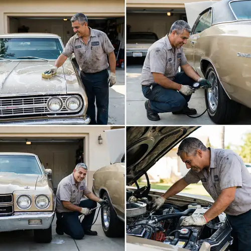 Hispanic Male Vehicle Owner's Dedication to Car Care