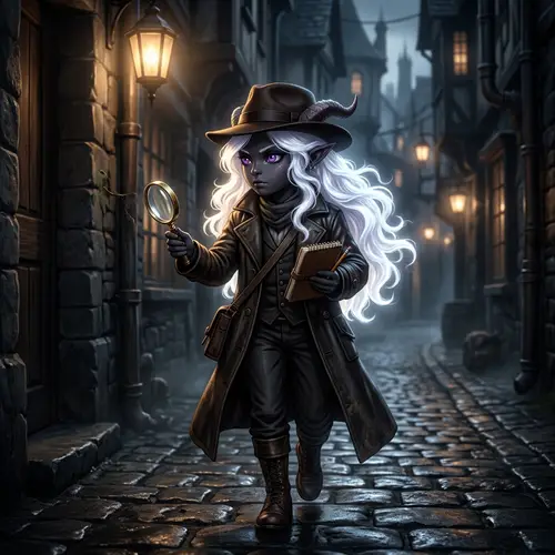 Tiefling Detective | White-Haired Gnome Noir Investigation
