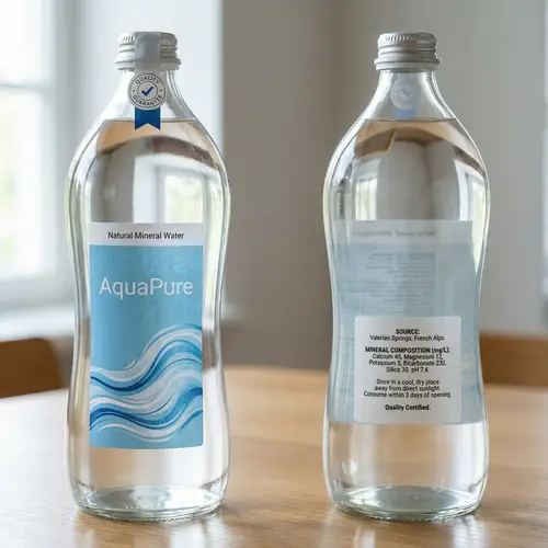 AquaPure: Elegantly Designed 1-Liter Glass Bottle for Natural Mineral Water