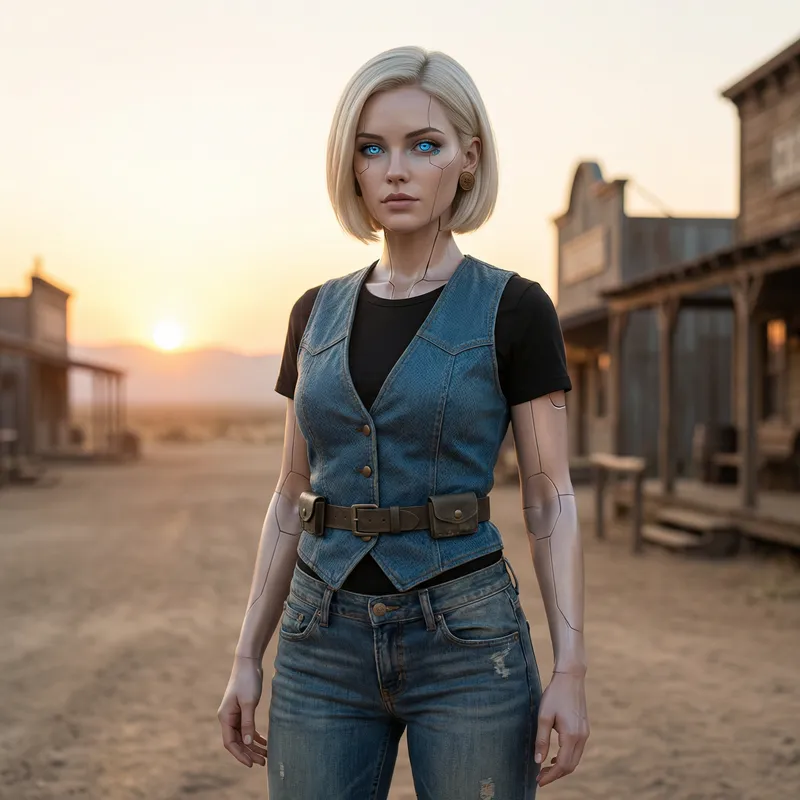 Androide 18 - Futuristic Female Android with Pale Blonde Hair