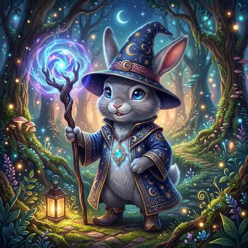 Whimsical Wizard Rabbit: Magical Mastery