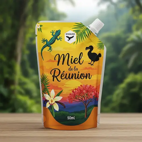 50ml Doypack Honey Packaging Design from Réunion