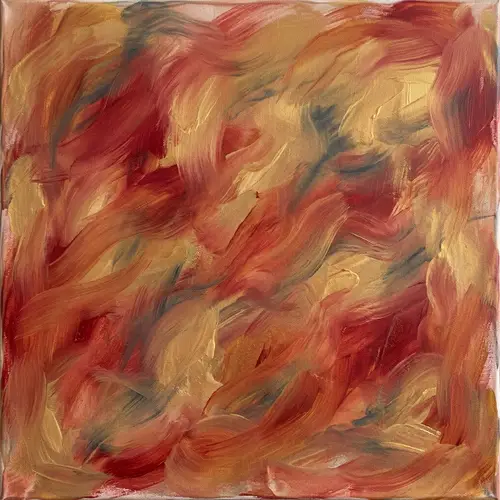 Red and Gold Abstract Oil Painting Background