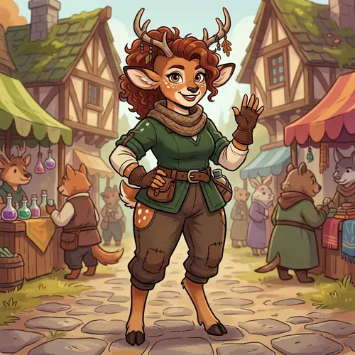 Curvy Anthro Female Cartoon Illustration